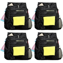 Bafelia Waterproof Cleaning Apron with 8 Pockets, Housekeeping Uniform Supplies, 4Pcs Lightweight and Durable Caddy Costume Work Apron (4, Black)