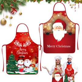 Pack of 2 Christmas Aprons, Christmas Kitchen Aprons, Cartoon Christmas Aprons, Funny Christmas Aprons, Novelty Kitchen Christmas Aprons, Cooking Gifts for Men and Women, 11+12