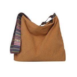 JARKJARD Women Corduroy Tote Bag Large Shoulder Hobo Bag for Women Boho Casual Handbag Purse(Brown)