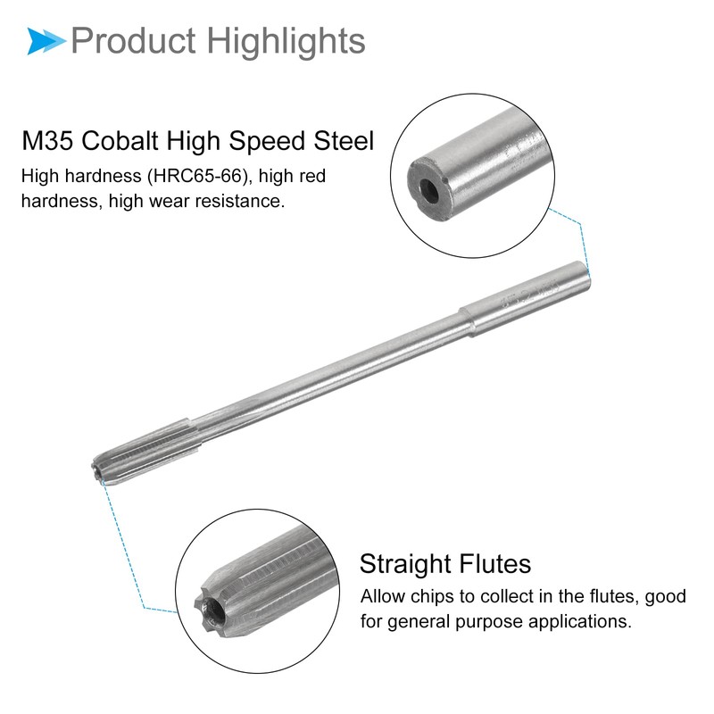 CoCud Machine Chucking Reamer 5.2mm Diameter D4 Precision M35 Cobalt