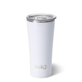 Swig Life 22oz Tumbler, Insulated Coffee Tumbler with Lid, Cup Holder Friendly, Dishwasher Safe, Stainless Steel, Large Travel Mugs Insulated for Hot and Cold Drinks (Diamond White)