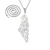 Palestine Map Pendant Necklace, Stainless Steel Chain, Silver Tone