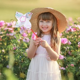 36 Set DIY Paper Pinwheels with Gem Stickers, White Blank Wind Spinners for Kids Classroom, Daycare Projects Summer Spring Outdoor Activities Crafts