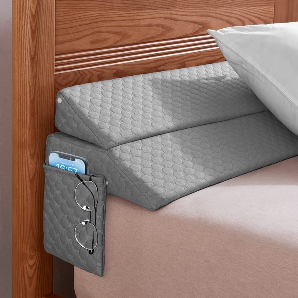 EUHAMS Queen Size Bed Wedge Pillow - Bed Gap Filler Mattress Wedge Headboard Pillow Close The Gap 0-7" Between Your Headboard and Mattress or Wall for Sleeping Backrest Pillow (60"x10"x6" Gray)