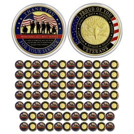 CHURYUML 82Pcs Military Challenge Coins Veterans Appreciation Coin Thank You for Your Service Veterans Day Gifts Christmas Thanksgiving Military Commemorative Gift for Men Women Army Navy