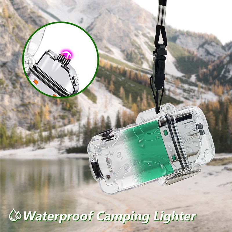 SKRFIRE Electric Lighters Transparent Waterproof Dual Arc Lighter with LED