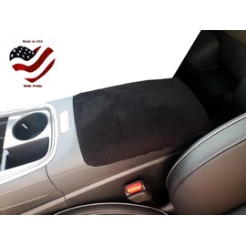 Car Console Covers Plus Made in USA Designed for Hyundai Santa Fe 2021-2023 Fleece Auto Armrest Center Console Cover Protector Black