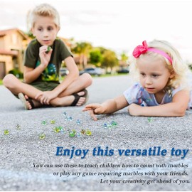 powerking Glass Marbles, 200 Count Bulk Assorted Colors Glass Marbles, Colorful Cat Eyes 9/16 Inch Round Marbles Toy for Kids for Aquarium/Game/Plant Decor