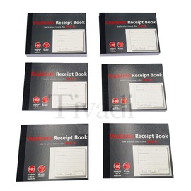 TIVADI Duplicate Receipt Book, Cash Book, A6 Size, 80 Pages, Numbered 1-80, Pack of 6 Books