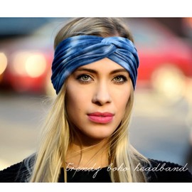 LumiSyne 3pcs Tie Dye Headbands Women Boho Twist Bow Elastic Turban Cotton Sweat Band Hair Bands Cycling Yoga Workout Makeup