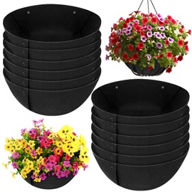 Funnymoom 12 Pack 14 Inch Round Hanging Basket Liners Fabric Hanging Plant Liners Replacement Coconut Fiber Liner Alternative Non-Woven Planter Liners for Outdoor Plants Avoid Bird Nesting