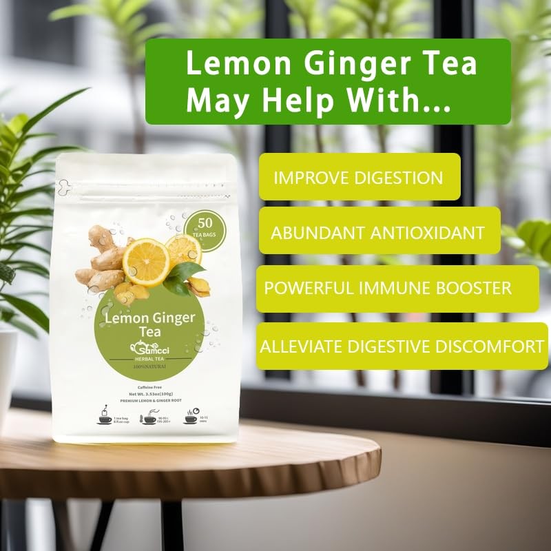 Samcci - Lemon Ginger Tea Bags, 50 Teabags - Great