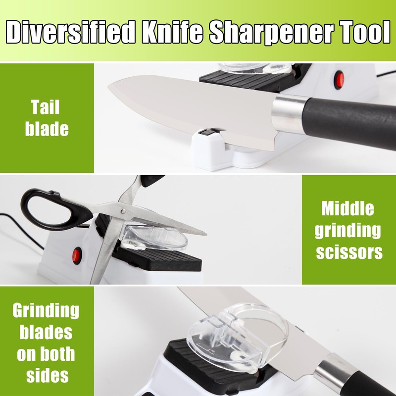 Gusneck Electric Knife Sharpener,(USB) Double Sided Knife Sharpener,Quick Sharpening &