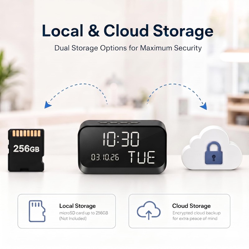 Clock Camera with 1080P HD Live, AI Human Motion Alerts,