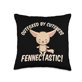 Fennec Fox Quotes Outfoxed by Cuteness Fennectastic Fennec Throw Pillow, 16x16, Multicolor