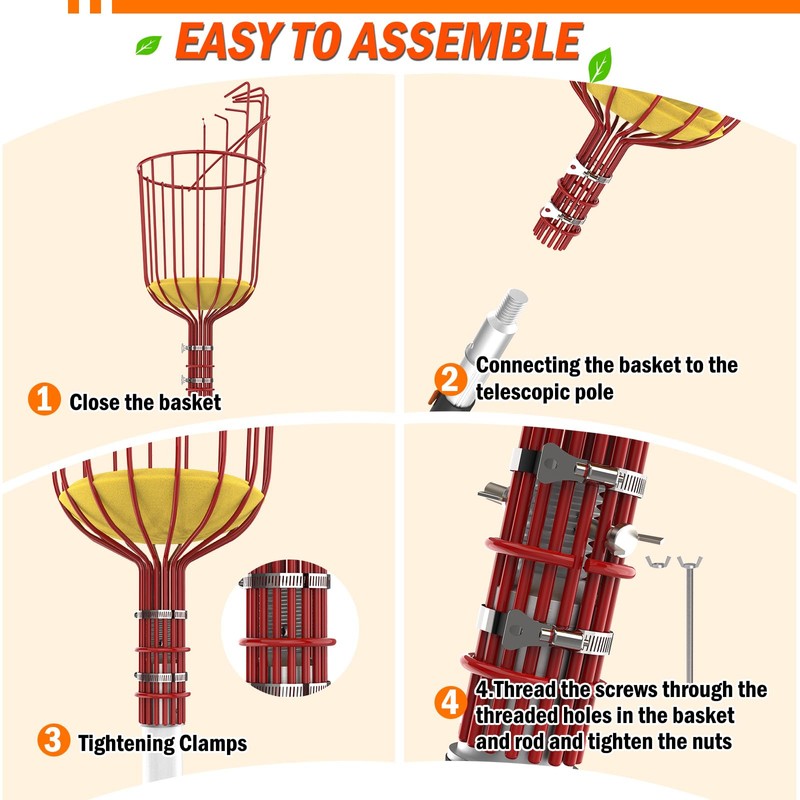 LAANPOLE 20FT Reach Fruit Picker Pole with Basket Telescoping, Apple