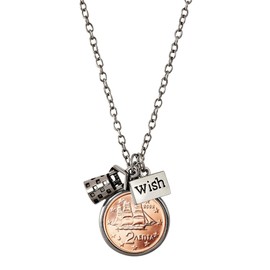 Greek Euro Coin Pendant Necklace | Wishing Well Pendant | Greece Two (2) Euro Coin | 18 inch Chain with 3 inch Extender, Lobster Claw Clasp