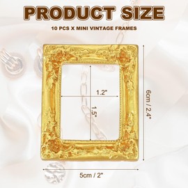 uxcell 10pcs Vintage Resin Picture Frames, Mini Tiny Photo Frame Rectangle Jewelry Display Prop for DIY Table Top Photography Wedding Decor, Gold, 1.5 x 1.2