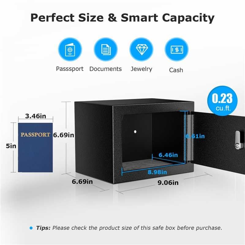 Bonsaii Safe Box with Key Lock, Steel Security Lock Box,