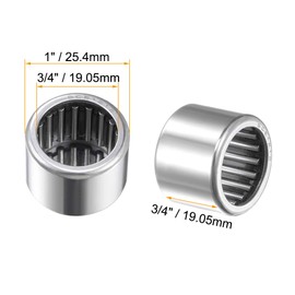 uxcell SCE1212 Needle Roller Bearings, Drawn Cup Open End, 3/4-inch Bore 1-inch OD 3/4-inch Width 15300N Static Load 22100N Dynamic Load 2pcs