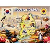 South Korea Graphic Map and Attractions Souvenir Fridge Magnet 2.5"