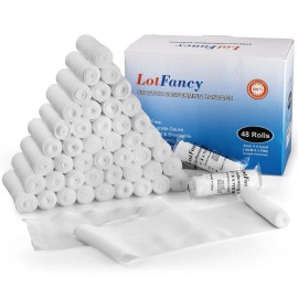LotFancy 48 Gauze Bandage Roll Medical Wound Care Supplies for First Aid 4 inch by 4 Yard