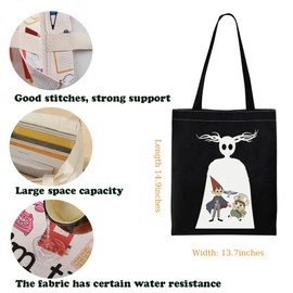 OTGW Cartoon Movie Merchandise Tote Bag Greg And Wirt Lover Canvas Bag The Beast Gift Pottsfield Gift Spooky Season(CA-GregWirtToteBlk)