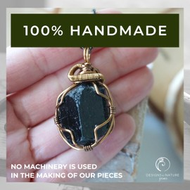 Designs by Nature Gems Raw Black Tourmaline Necklace in Antique Bronze for Men and Women, Made in Canada