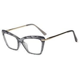 Womens Cat Eye Reading Glasses Fashion Crystal Eyewear Frame (Grey, 2.5)