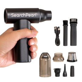 SearchPean Mini 4 in 1 Compressed Air Duster & Vacuum, 150000RPM with Strong Suction Rechargeable Cordless for Home Coffee Bar Grinder Keyboard Computer Car Aeolus