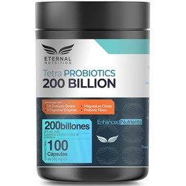 ETERNAL NUTRITION Tetra Probióticos 200 Billones UFC (100 Cápsulas)                                                                                   