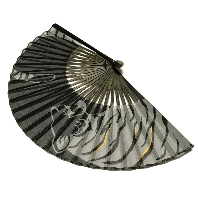 Hana-Kanzashi 6024 Men's Folding Fan, Tiger, White Tiger, Tiger Pattern,