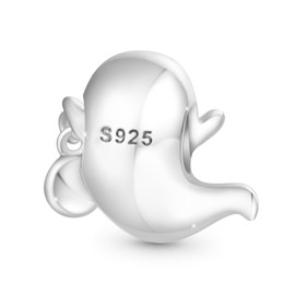 GNOCE Glow in the Dark Ghost Charm Bead 925 Sterling Silver Charm Fit All Major Brands of Bracelet/Necklace, Silver