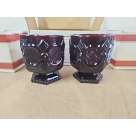 Avon Set of 6 Avon 1876 Cape Cod Collection Ruby Red Footed Glass