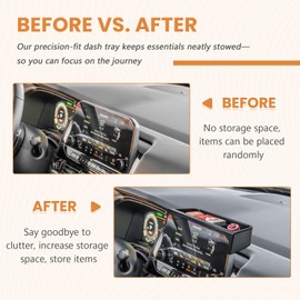 TACOBRO Dashboard Storage Compatible with Nissan Pathfinder 2022 2023 2024 2025 Accessories, （Only Fits 9" Color Touch-Screen Display）, Interior Dash Mounted Organizer Tissue Holder Tray Box ABS Black