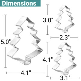 JOB JOL Cookie Cutters 3 PCS, Christmas Cookie Cutters, Christmas Tree, 3'' to 5''