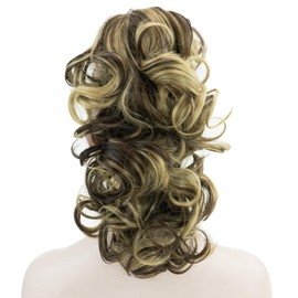 IMISSU Messy Curly Hair Short Claw Ponytail Hair Extensions Pony Tail Clip in Hairpieces (Mixed Brown)