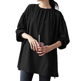 Kobe Lettuce, Rash Guard, Blouse, Top, Tunic, UV Protection, UV Protection, Layered, Pool, Sea (S193), Black