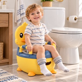 Kids Toilet Training Seat for Potty Training – Cushioned Seat with Backrest, Handles & Splash Guard for Home Bathroom