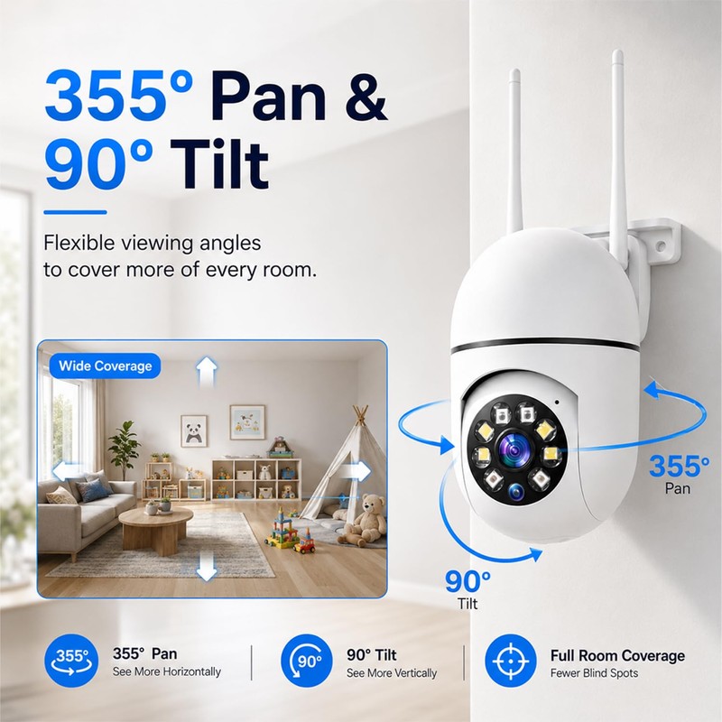 Hawkray 2 Pack Indoor Home Security Camera, Plug-in WiFi, 2.4&5GHz