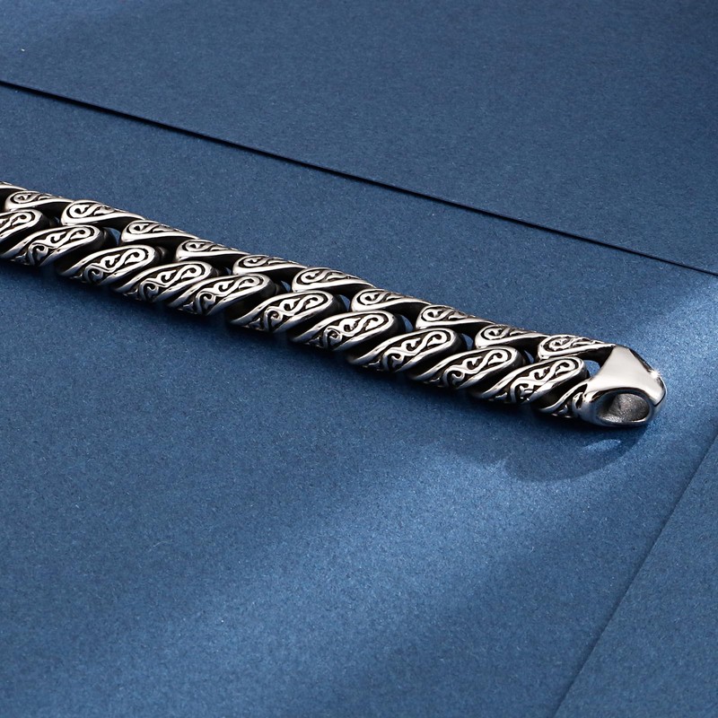 Azubpi Mens Stainless Steel Vintage Tribal Tattoo Bracelet Multi Ring