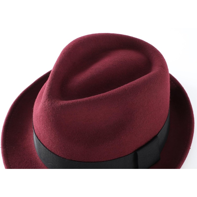 Decentron Men's Wool Felt Winter Hat Short Brim Fedora Hat