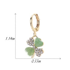 St. Patrick's Day Irish Earrings - Four Leaf Clover Lucky Sparkling Earrings For Women Girls ,Stud Earrings Green Love Diamond Crystal Emerald Jewelry For Valentine's Day, Metal, No Gemstone, Crystal