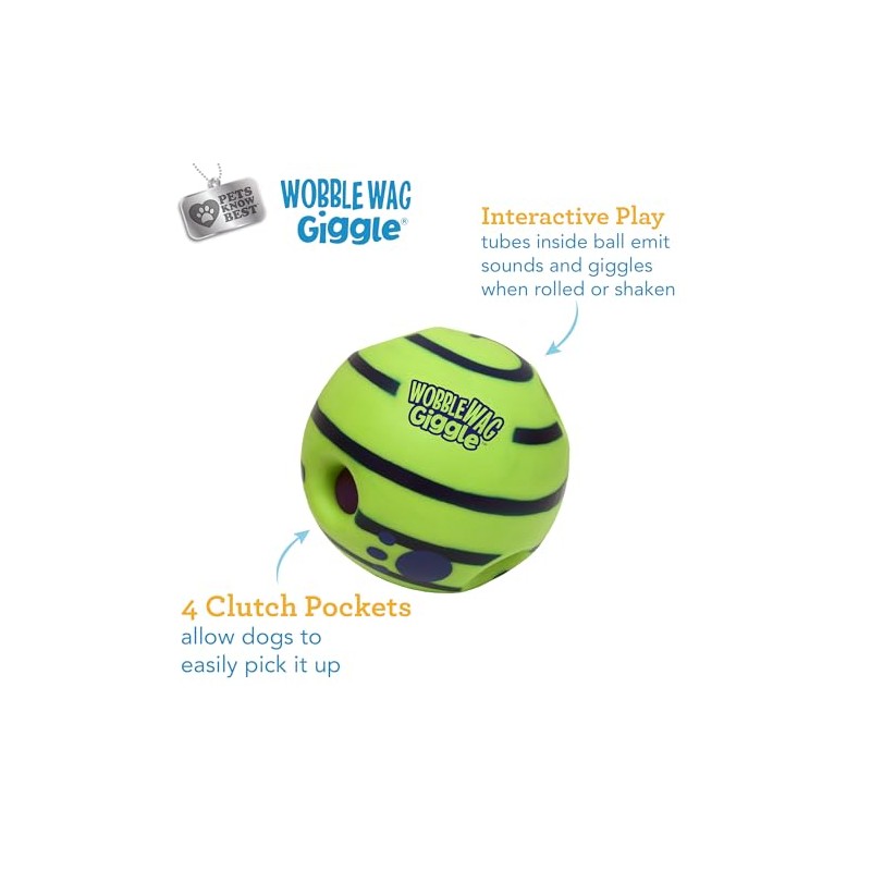 Wobble Wag Giggle Pelota, Juguete Interactivo para Perros, Divertidos Sonidos