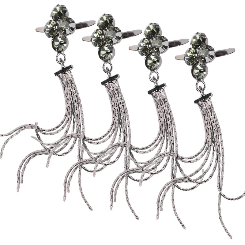 4Pcs Shoe Clips 4 Diamond Tassel Claw Chain Women's Boots