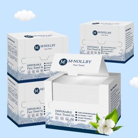 MNOLLBY Disposable Face Towels, 200 Count, Biodegradable, Organic, Cruelty Free, Soft, Thick, Absorbent, 11x12 Inch