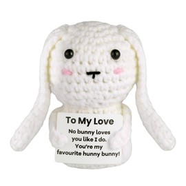 Kvekstio to My Love Crochet Bunny - Adorable Rabbit Stuffed Animal Gift for Husband Wife BF GF, Emotional Support, Cute Couple's Easter Basket Stuffers, Love Bunny Decor for Birthday, Anniversary