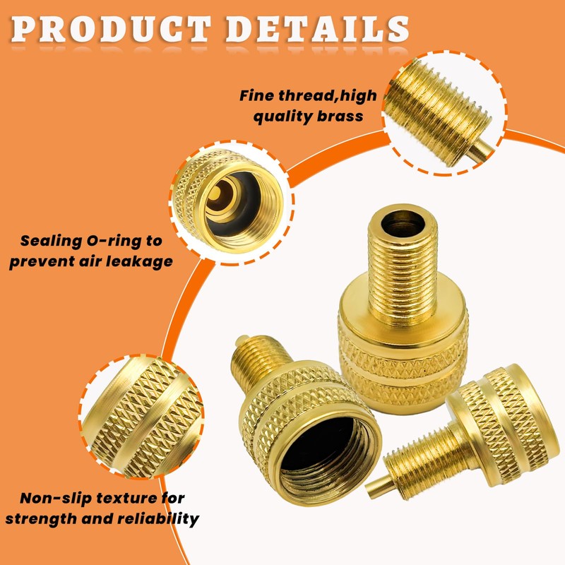 Suvnie 10 PCS Large Bore Tire Valve Adapter, Brass Valve
