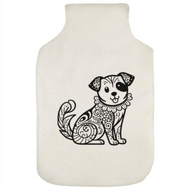 'Patterned Sitting Dog' Hot Water Bottle Cover (HW00035793)