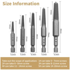 BRIOTA Screw Extractor Drill Bit Set, 10 Pcs 1/4 Inch Hex Bolt Extractor Set, 5 Size Damaged Screw Extractor Set, Screw Remover and Extractor Bit Set for Removing Broken Bolts, Studs